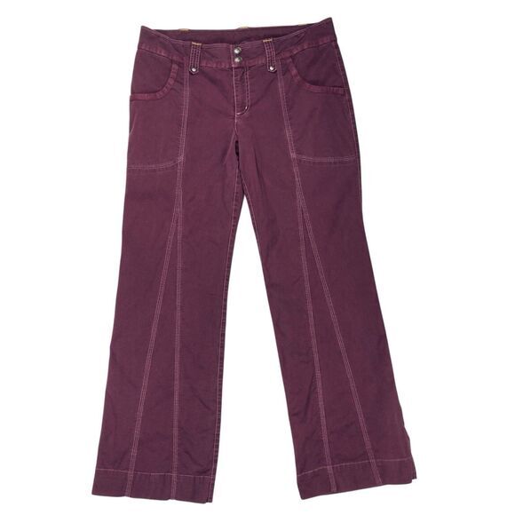 Athleta Corduroy Bootcut Pants Women 8 Burgundy Drawstring Yoga Stretch Everyday - Picture 1 of 12
